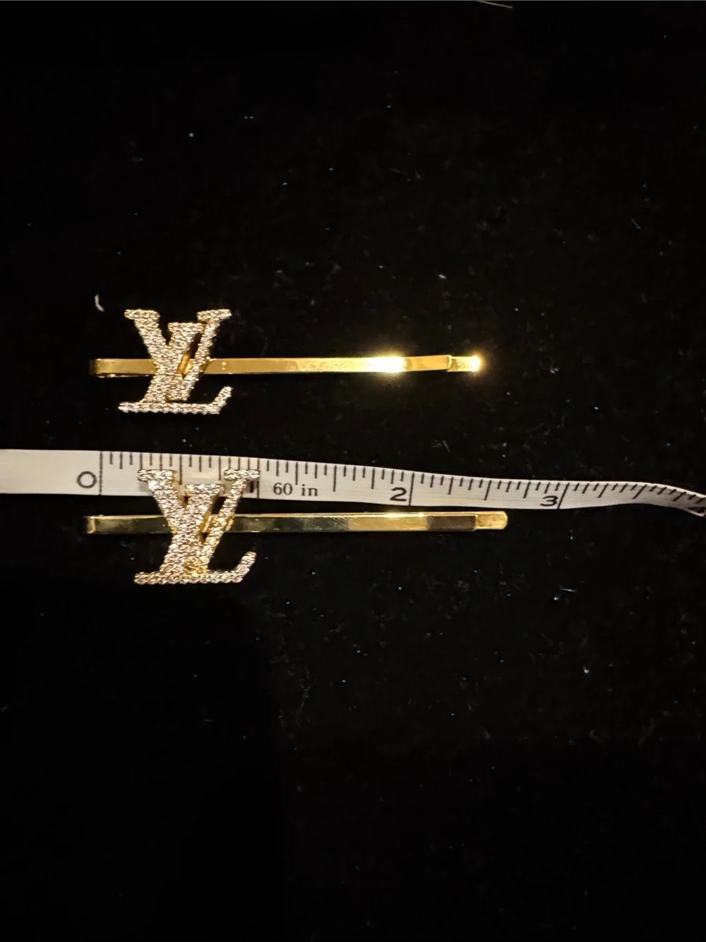 LV Fashion Gold & Bling Hair Pin